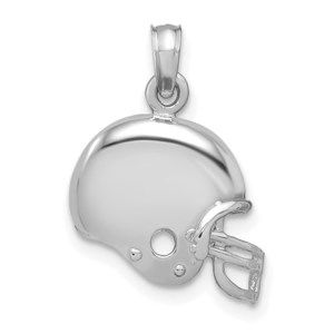 14K White Gold Sports Theme Unisex Football Helmet Necklace Charm Pendant